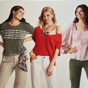 CAbi Red Off-the-Shoulder Sweater